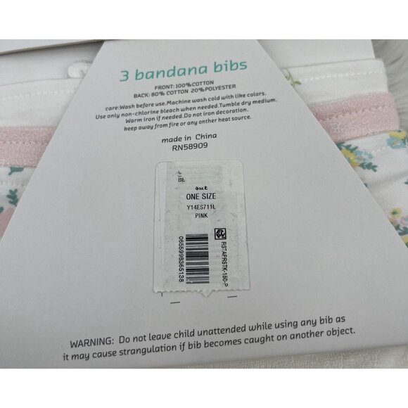 Starting Out Floral 3-Pack Bandana Bibs Pink Pastel Baby Girls Snap Closure NEW - Picture 9 of 9